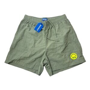 Market Studios X Smiley Grand Slam Shorts Size Small Water Reactive Green NWT